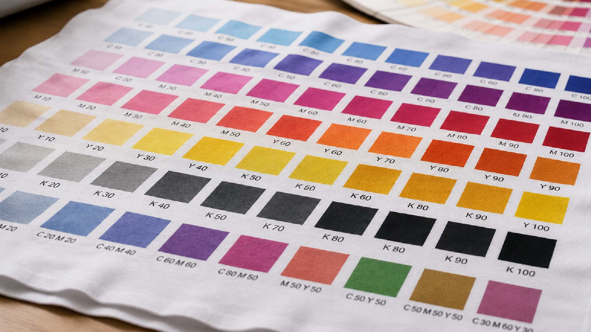 Carta de colores para impresión textil